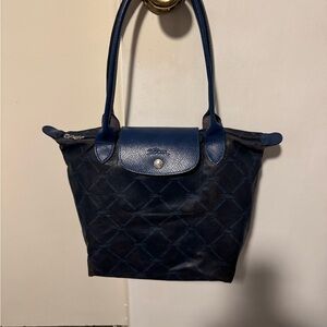 Longchamp Blue Tote Bag with Trapezoidal Shape